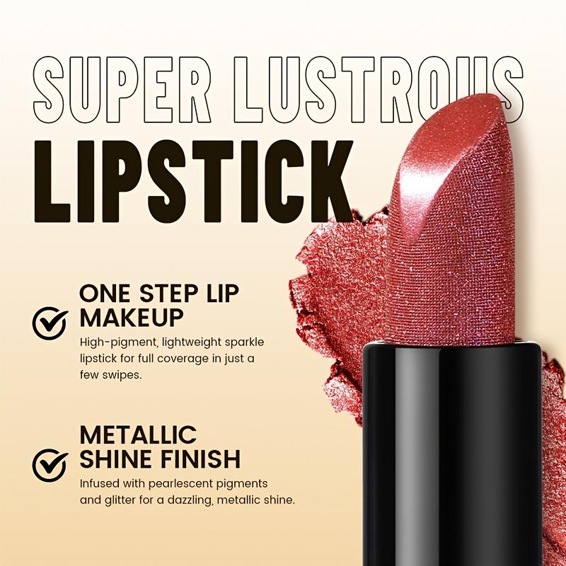 Rossetto Perlescente con Brillantezza Fine, ad Alto Lucido, Facile da Colorare, Lunga Tenuta, Facile da Colorare, Idratante, Effetto Cremoso e Liscia