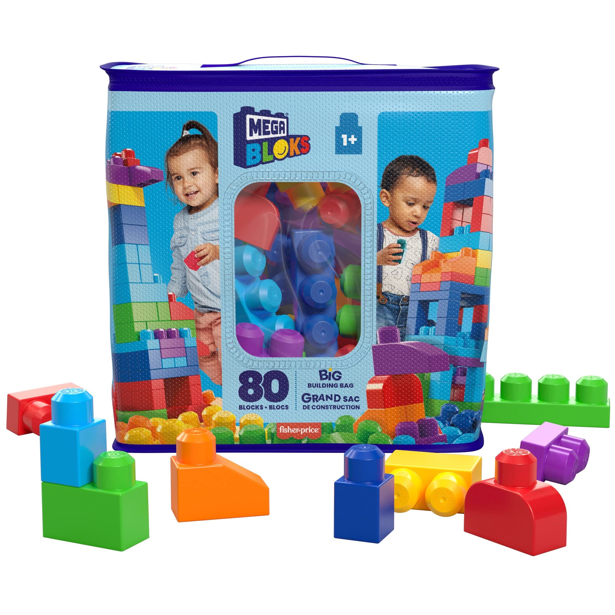 

MATTEL MEGA BLOKS Mega Blocks для детей от 1 года и старше, упаковка из 80 блоков для детей от 1 года и DCH63 [Набор блоков] [1 шт.] [Настоящее время]