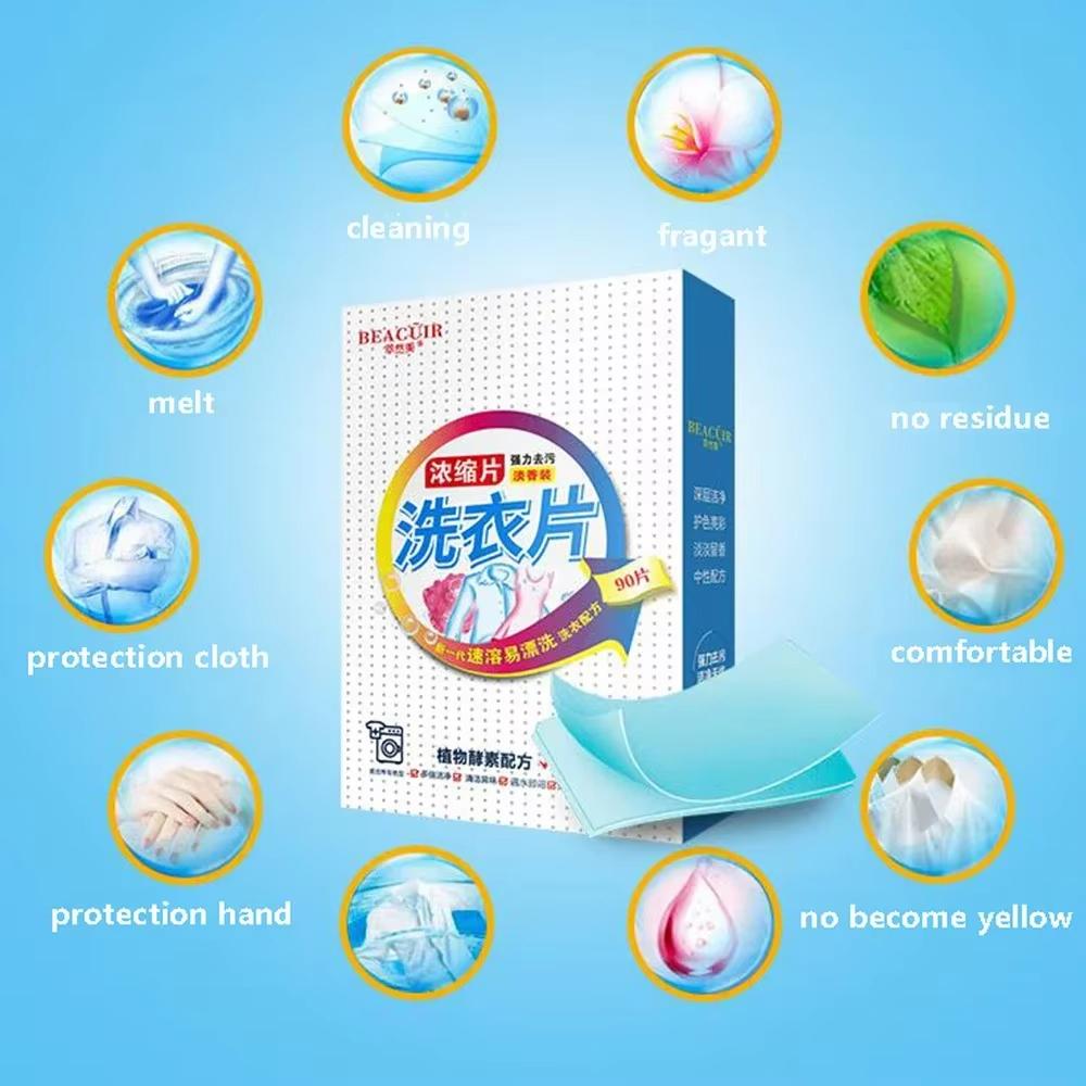 90Pcs Laundry Tablets Underwear Cleaning Soap Children's Clothing Concentrated Washing Powder Detergent for Washing Machines