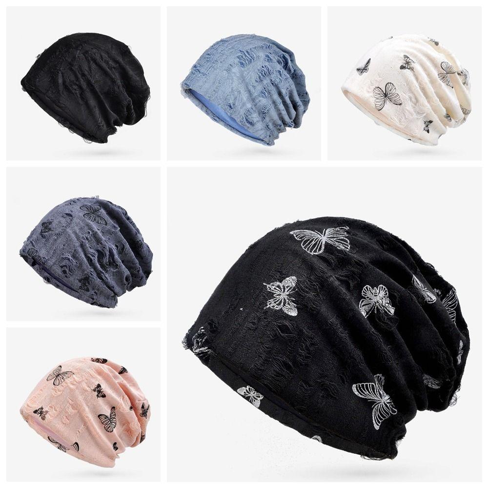 Thin Hair Caps Holes Pullover Hat Soft Knitted Hat  Streetwear