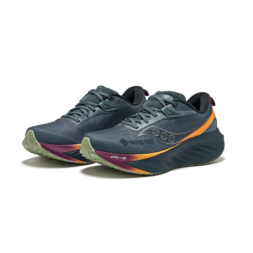 SAUCONY Triumph 22 Gtx Premium Cushioning Waterproof Breathable Running Shoes Women Sneakers Gray Blue S10966-253