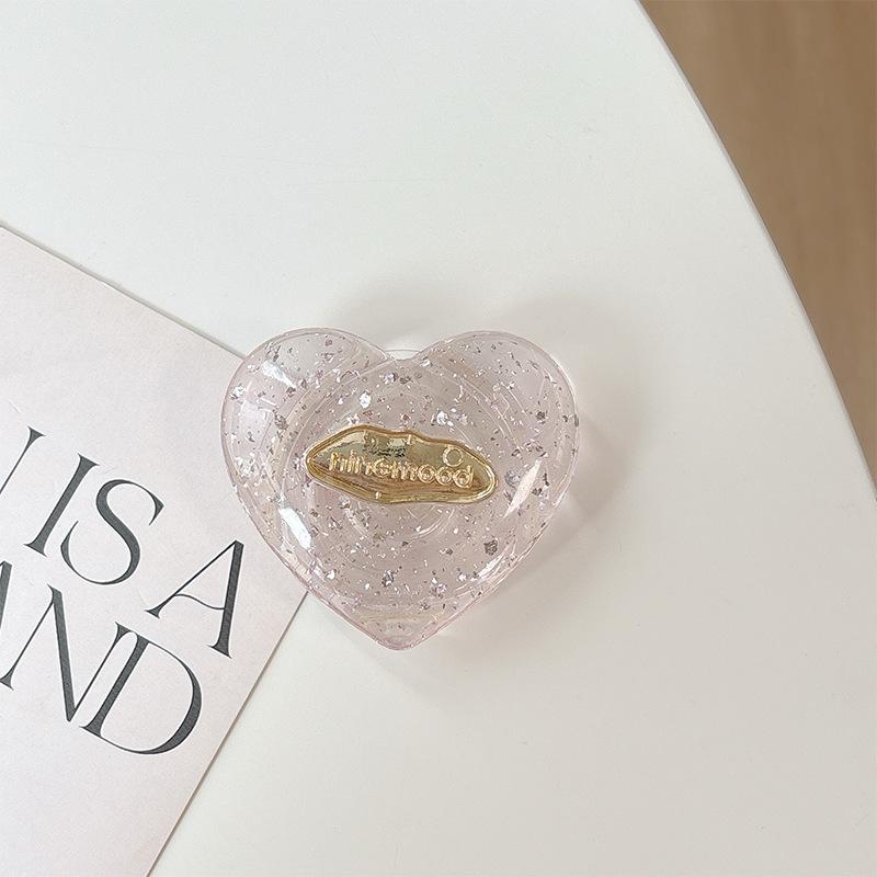 Solid Color Transparent Sequined Love Mobile Phone Airbag Bracket Pasted Retractable Lazy Desktop Watching Drama Support Ring Buckle