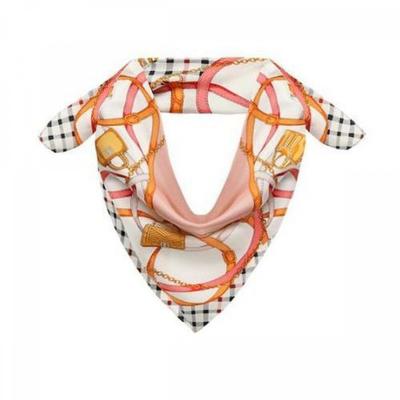 Pink Chain Print Silk Square Scarf Dcsc3e142p2