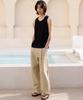 SIGNATURE One-Pleat Wide Cotton Pants [Beige]