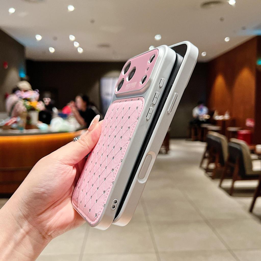 Plaid Rhinestone Protective Case for Apple 17 Pro Max/16 Pro - Large Window, Drop-Proof Design