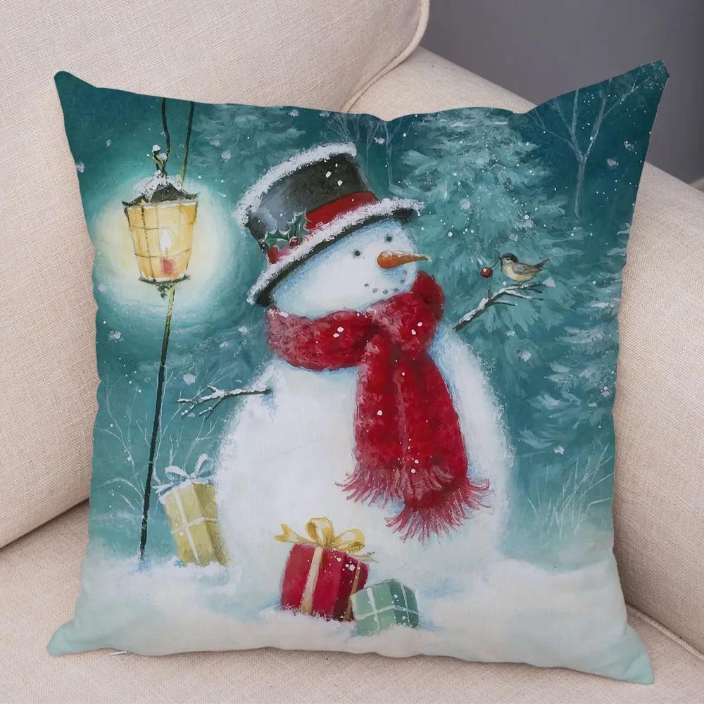 50 Style Merry Christmas Cushion Cover Decor Cute Cartoon Santa Claus Snowman Pillow Case Soft Plush Pillowcase for Sofa Home