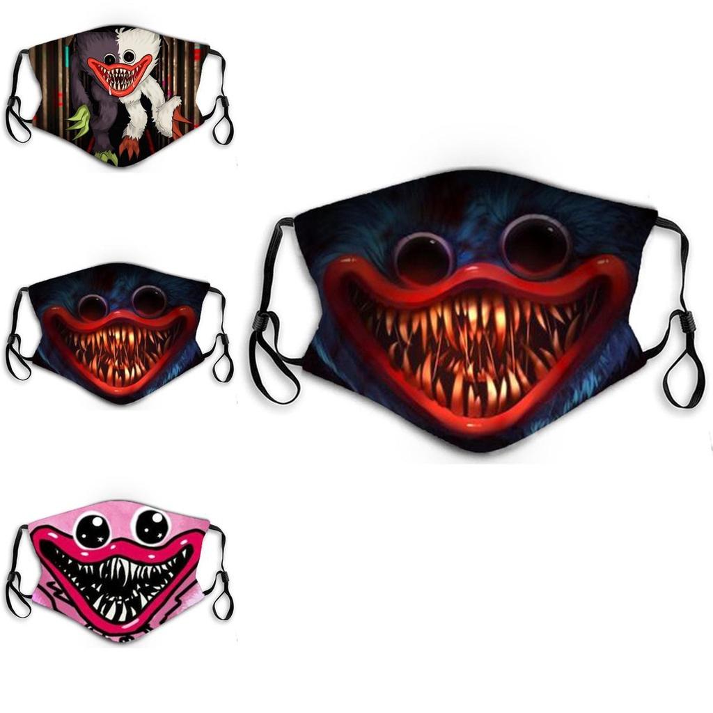 Masca de Față din Bumbac de Halloween Poppy Playtime Huggy Wuggys Pentru Adulți, Ajustabilă, Respirabilă