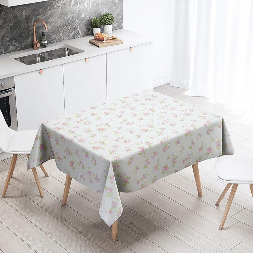 Cartoon Floral Tablecloth Home Decor Anti-Stain Waterproof Table Decoration Rectangular Kitchen Fireplace Countertop