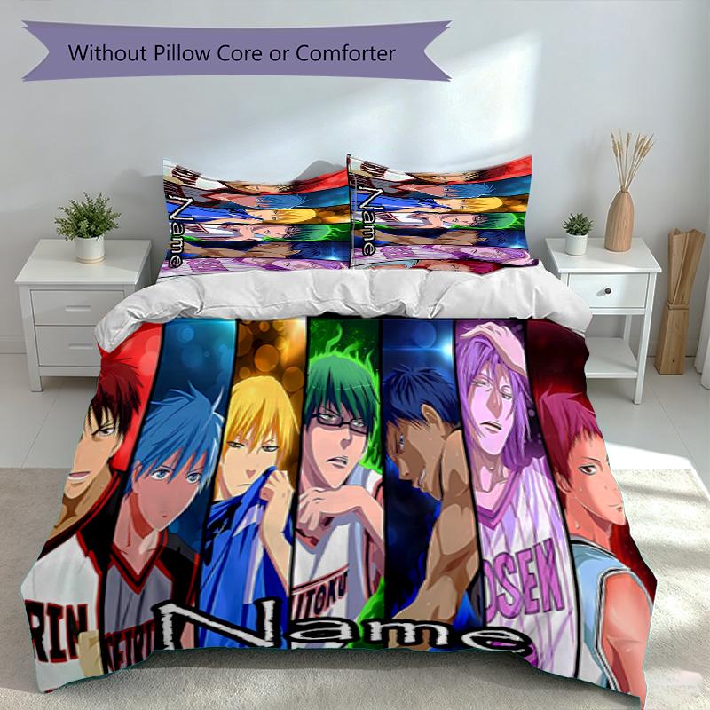 3pcs Custom Name Kuroko's Basketball Set,Includes 1 Duvet Cover and 2 Pillowcases,All-season Bedroom Decor