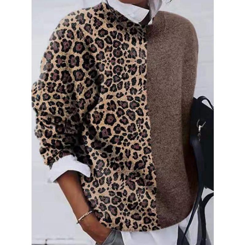 Women's Fashion Casual Spring Autumn Flower Pattern Print Long Sleeve O-Neck Blouses & Shirts
