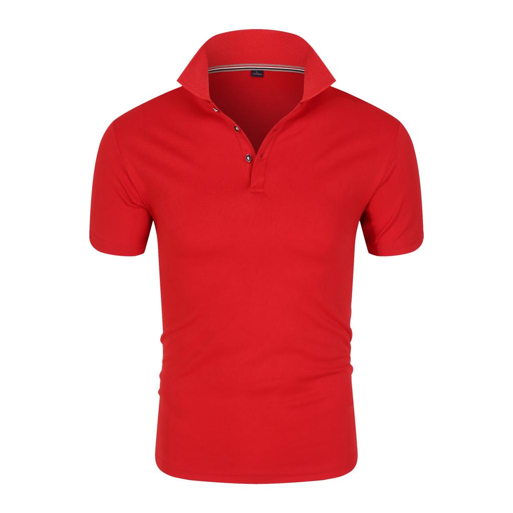 Summer Top Men's Polo Shirt Polyester/Spandex Men Polos High-end Spandex Business Casual Lapel Short Sleeve Men Polos