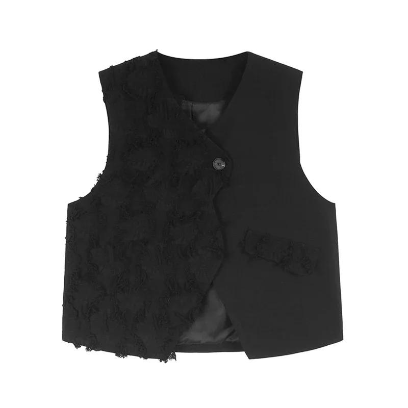 

Жилеты XITAO с асимметричной отделкой и одной пуговицей HQQ2413 L чёрный