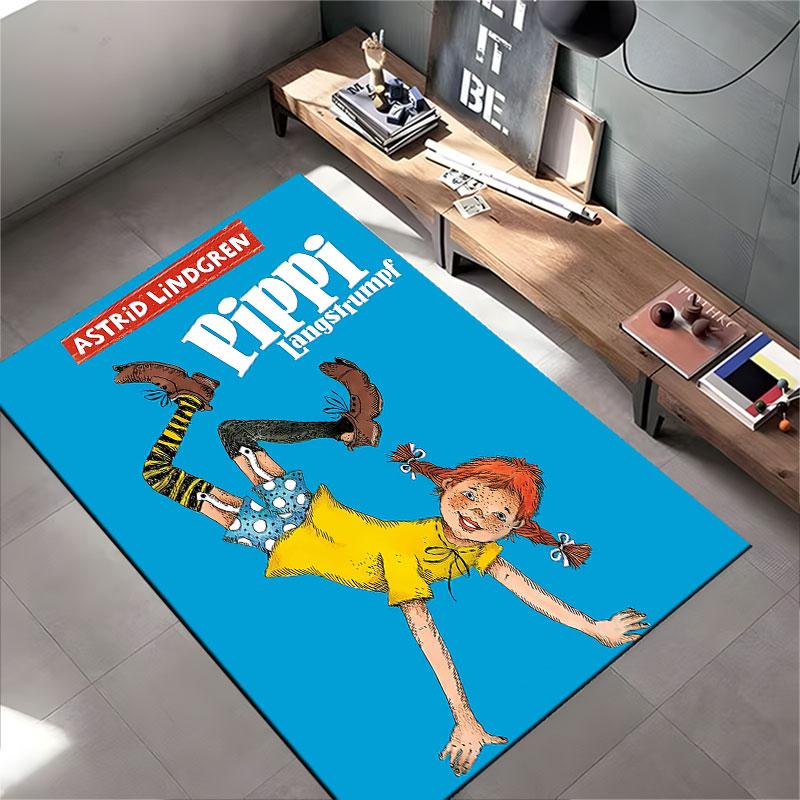 Pippi Longstocking Cartoon Carpet suitable as a non-slip mat for the living room or bedroom sofa