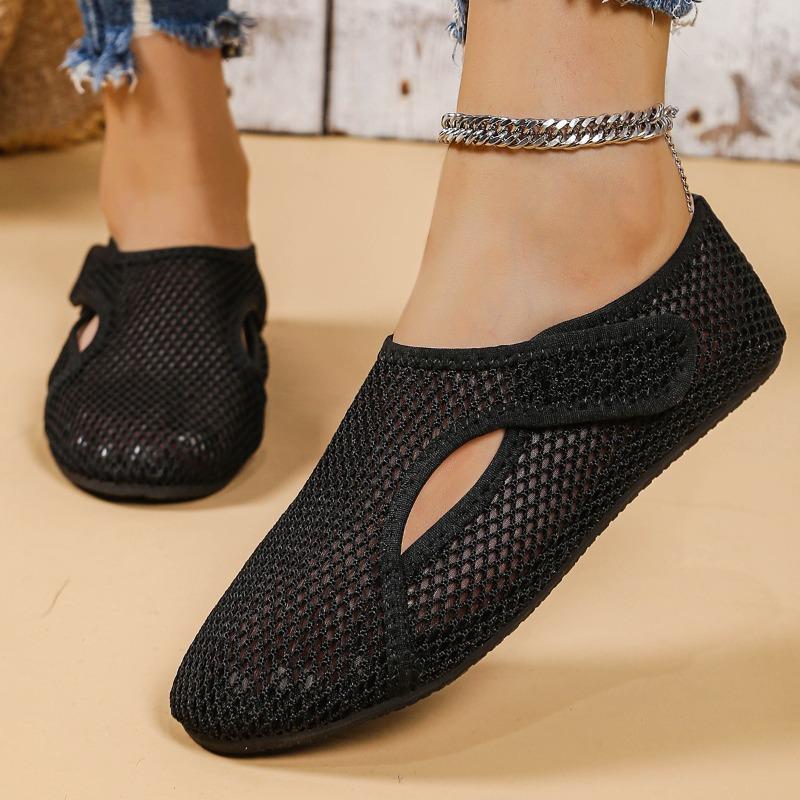 Fashion Fishing Net Hollow Round Toe Flat Single Shoes Women's 2025 Summer New Shallow Mesh Hollow Breathable Sandals