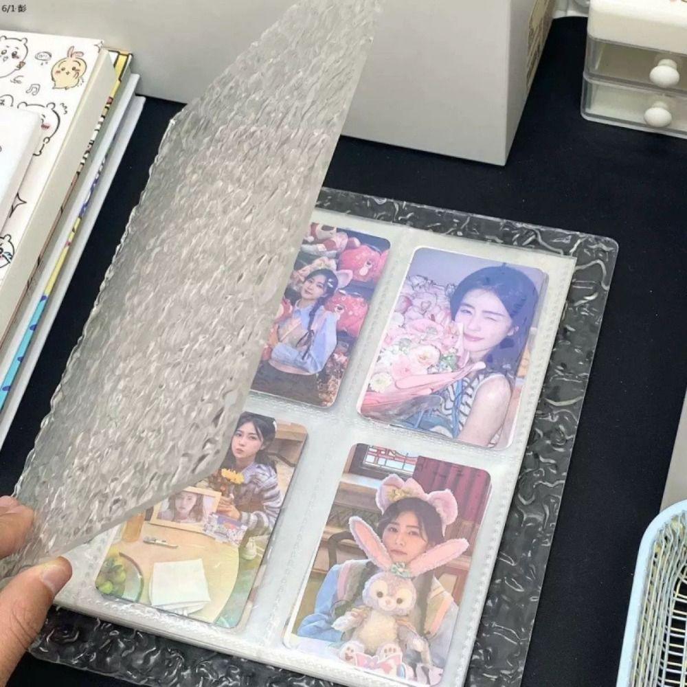 Einfacher A5/A8 Fotokartenhalter Loseblatt-Design Wasserwellen Idol-Kartensammlung Ordner Transparentes Fotoalbum