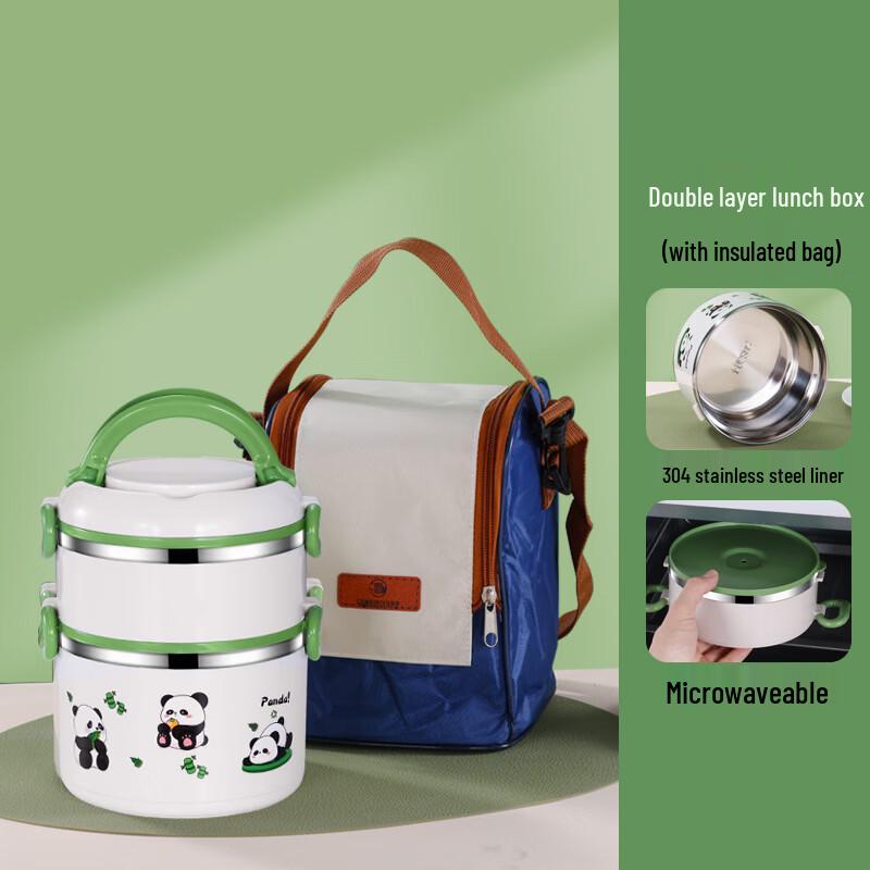 Двухъярусный ланч-бокс с пандой из нержавеющей стали 304 Zhishi