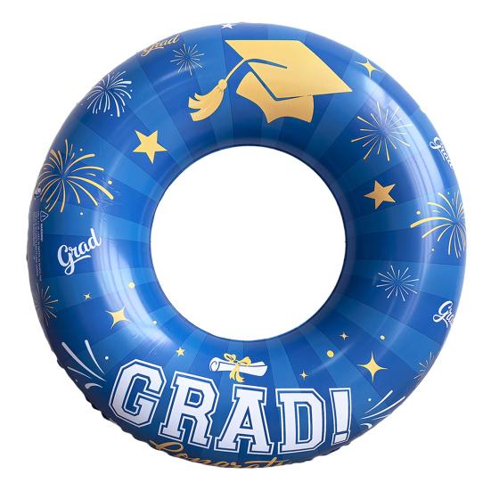 

Graduation Party Inflatable Swim Ring Congrats Grad Leakproof Thickened PVC Swimming Ring Outdoor Pool Beach Graduation Party Float Tube синій