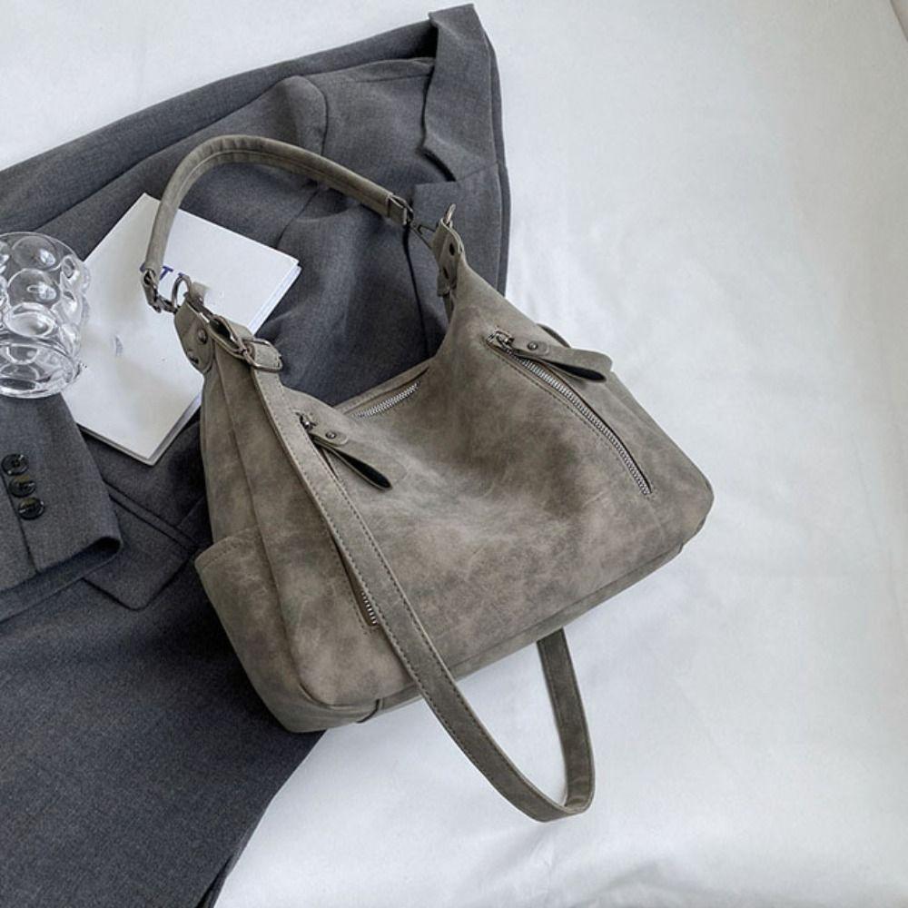 Large Capacity Retro Underarm Bag French Style New Design Tote Bag PU Leather Shoulder Bag  Girls