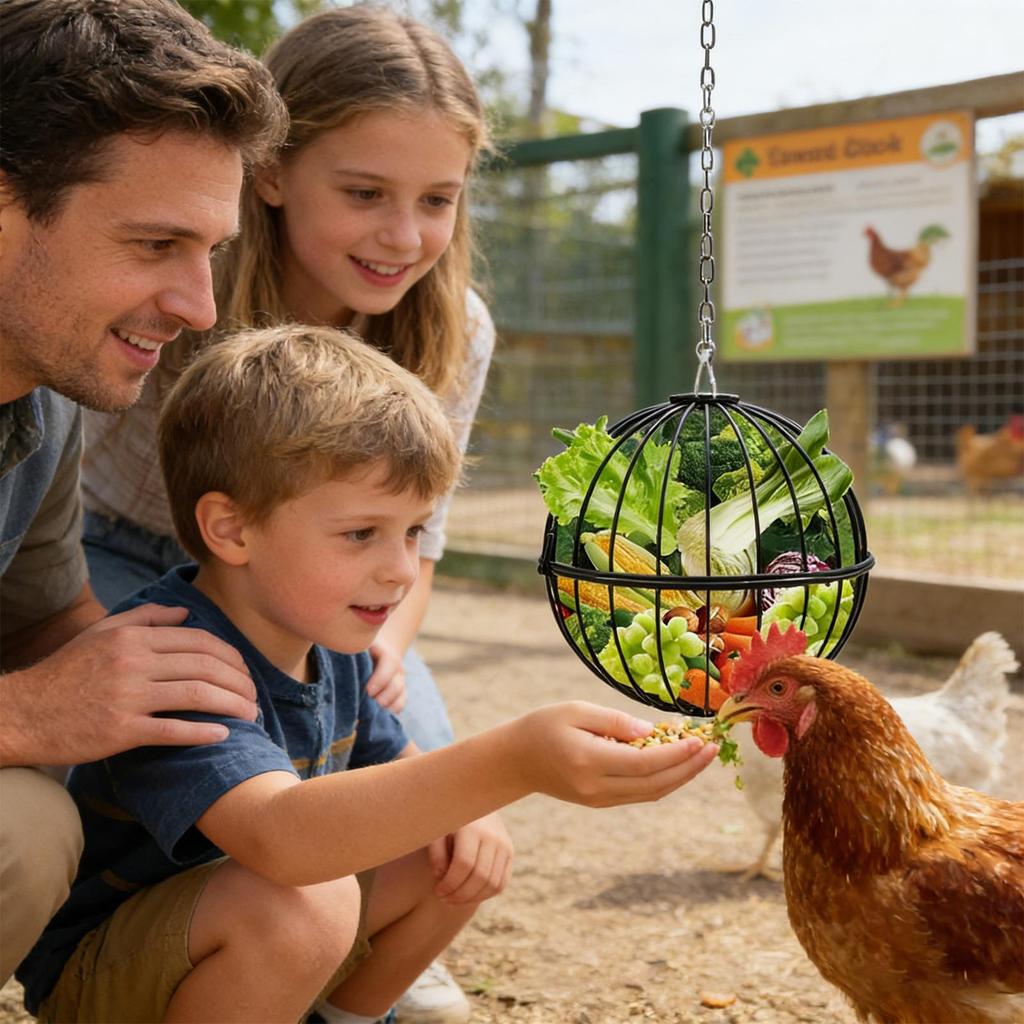 Nastavitelný kovový dávkovač krmiva pro drůbež, závěsný krmítko pro slepice, kurník, klec, venkovní, pro kachny, křepelky, kozy