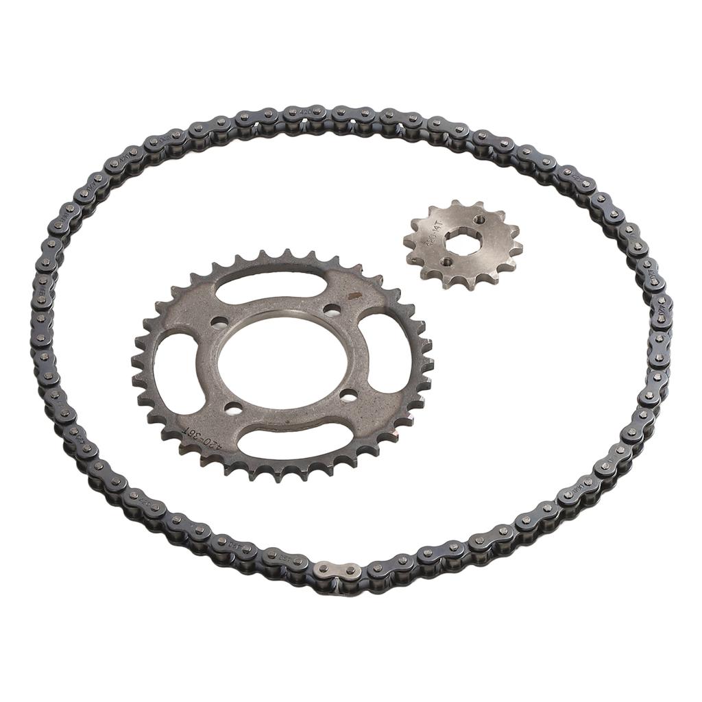 420 14T 36T Front Rear Sprocket Chain Replacement 76 Links Chain Steel Aluminium Alloy Gear Chain Set for Electric
