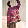 Spring Women Colorful Pink Sweaters Knitting Basic Fashion O-Neck Style Loose Pullover Sweater
