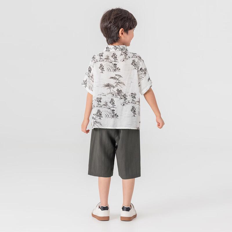 Boys' New Chinese Style Ink Wash Summer Two-Piece Set