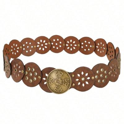 Metal Splicing Eye Hollow Waist Cover Retro Western Style Personalized Y2k Women's Belt