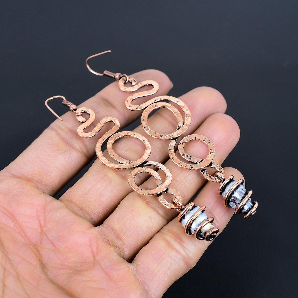 Designer Copper Earrings, Handmade Gemstone Earrings Jewelry, Gifts For Wife Brand New Earrings