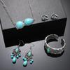 European and American Retro Ethnic Necklace Earrings, Turquoise Bracelet Ring, Light Luxury Fashion Bohemian Jewelry Set