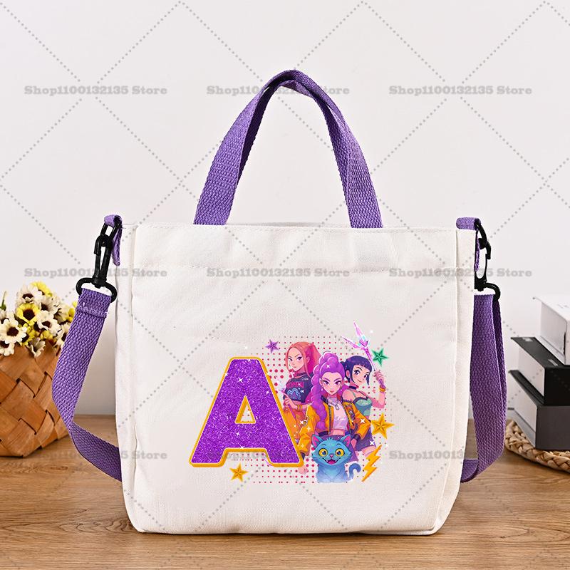 26letters Korean Pop Demon Hunters Women Canvas Shoulder Pouch Girls Tote Pouch Handbag Trendy Crossbody Pouch Latest Pink Presents 2026