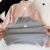 Girls' Velvet Long-Sleeve Mock Neck Base Layer Top