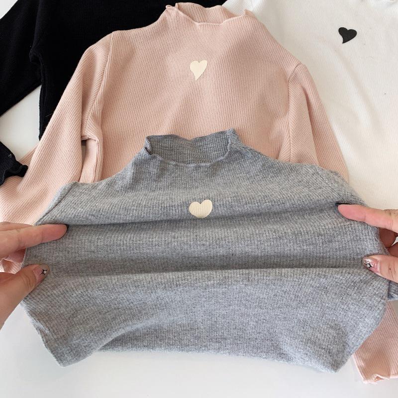 Girls' Velvet Long-Sleeve Mock Neck Base Layer Top
