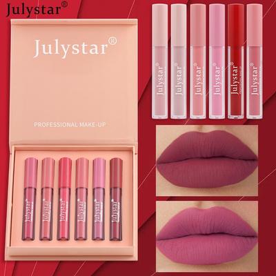 Paleta do ust July Star Matowy Aksamitny Zestaw Pomadek i Błyszczyków Długotrwały Makijaż Nawilżający Nieścierający się Nieprzywierający do kubka, A, 1 sztuka