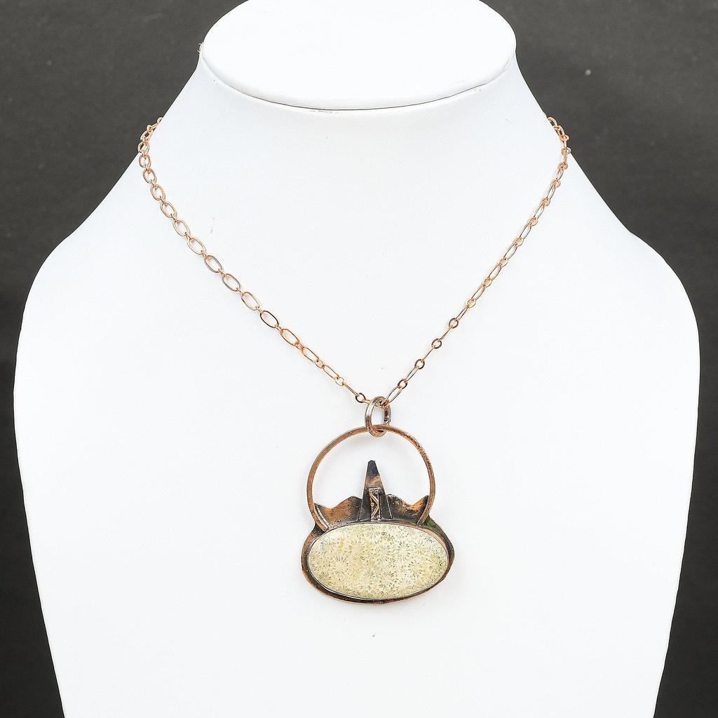 Fossil Coral Pendant Copper Pendant Gemstone Pendant Handmade Jewelry Latest Design Pendant Copper Jewelry Gift For Him Fossil Coral Jewelry