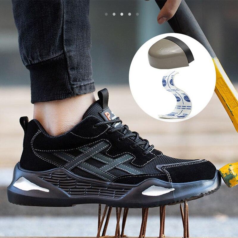 Cozok Lightweight Breathable Protective Mesh Safety Shoes For Men Puncture Resistant Steel Toe Work Sneakers Size 46