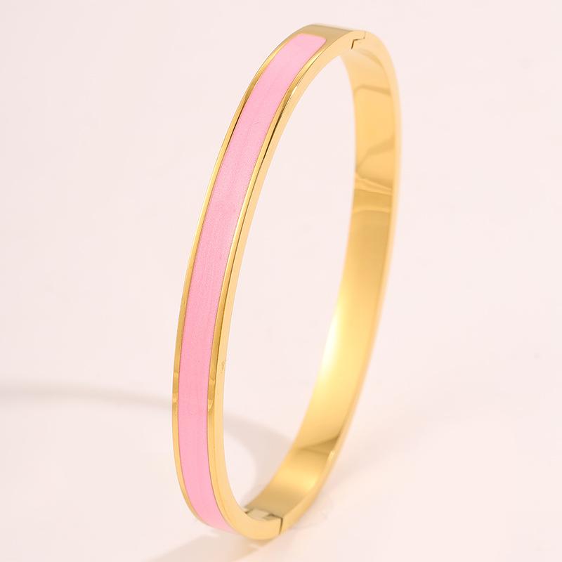 Titanium steel bracelet, oil dripping ring set, simple enamel bracelet, girls' high-end DIY ring, non-fading bracelet.