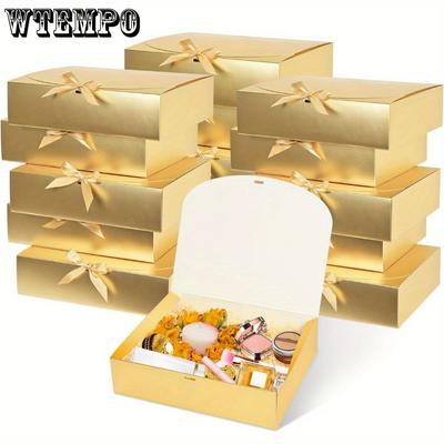 8 buc Cutii Cadou cu Capac Cutii Domnișoare de Onoare cu Panglică Aurie Cutii Cadou Cutie Cadou cu Capac Flip-top Cutie Cadou Pliabilă Cutii pentru Favori de Petrecere Cutie de Depozitare