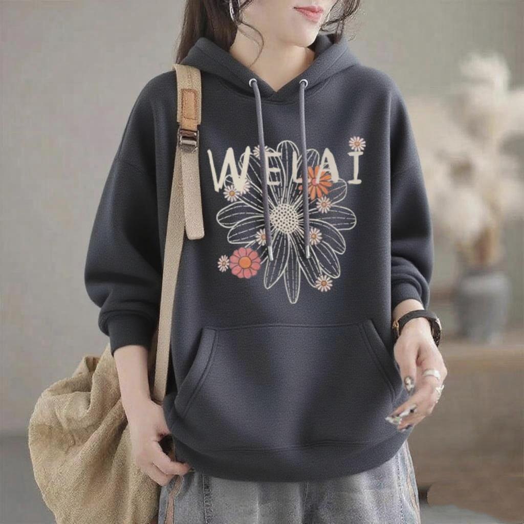 Damen Lockerer Kapuzenpullover mit überschnittenen Schultern - Dünn, lässig und vielseitig für Herbst und Winter