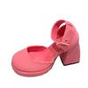 Small high heel thick heel Mary Jane shoes women's waterproof table hollow bag head sandals spring new pink