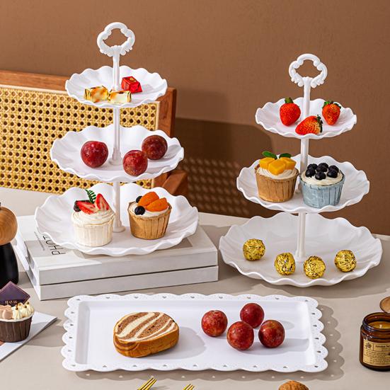 3-Tier Cupcake Stands with Dessert Trays Table Display Candy Cake Tiered Tray Treats Favors Serving Trays for Tea Party Wedding Baby Shower