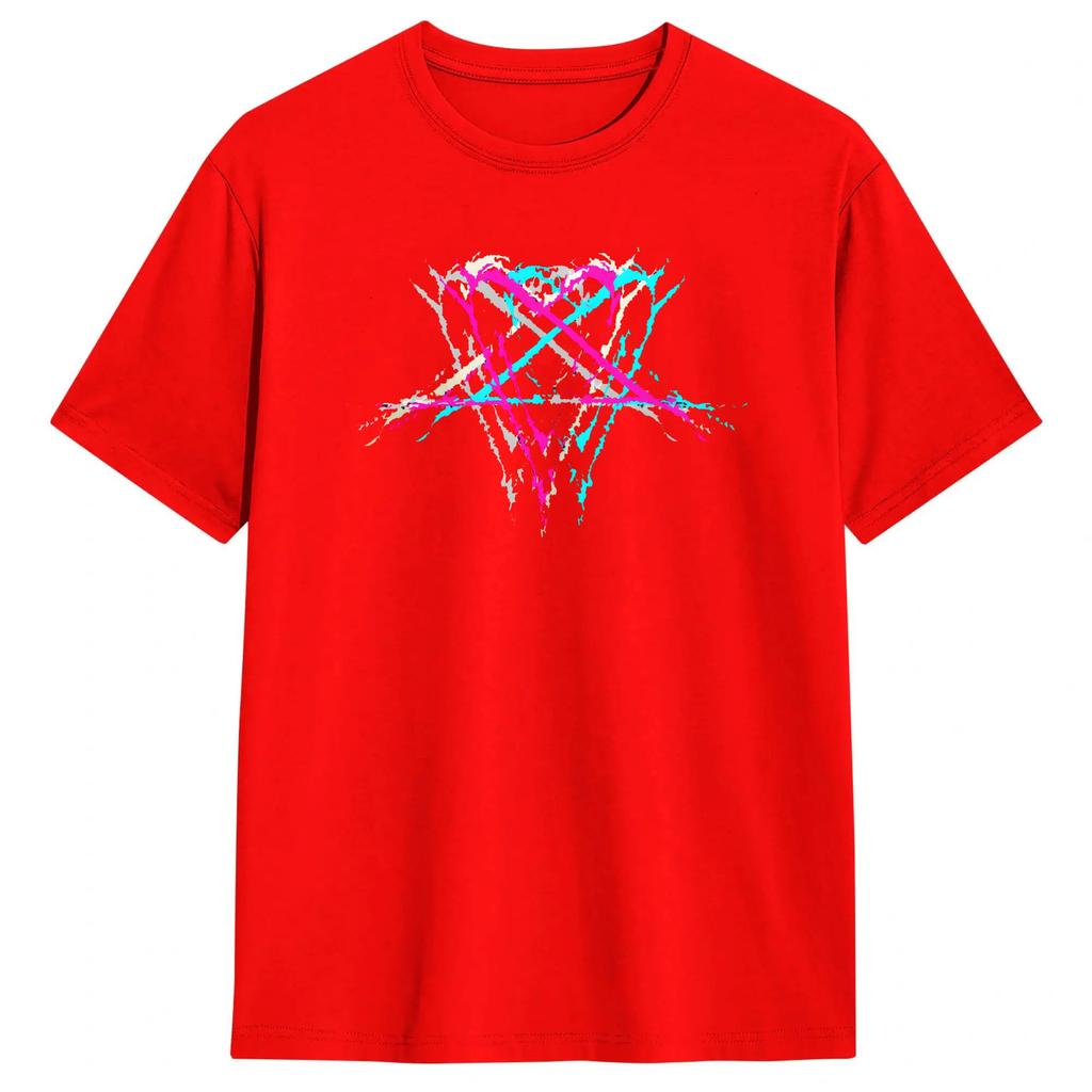 Unisexs Liebe Metallband HIM Heartagram T-Shirts 100% Baumwolle Kleidung Lässiges Kurzarm Rundhals-T-Shirt Grafik-T-Shirts
