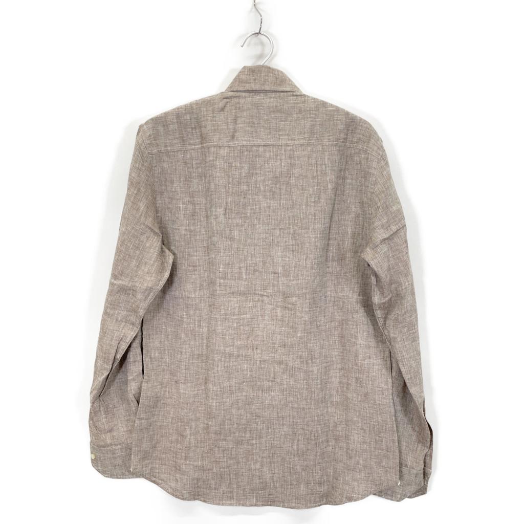 Massimo d'Augusto Dark Beige MAX6 100% Linen One-Piece Button-Down Shirt Tops M Dark beigeUsed