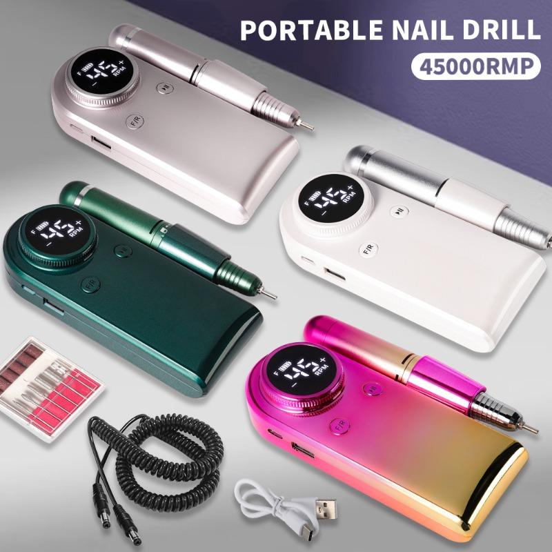 45000 RPM New Portable Nail Drill Professional Rechargeable Electric Nail File Machine File for Acrylic Gel Polishing Removing