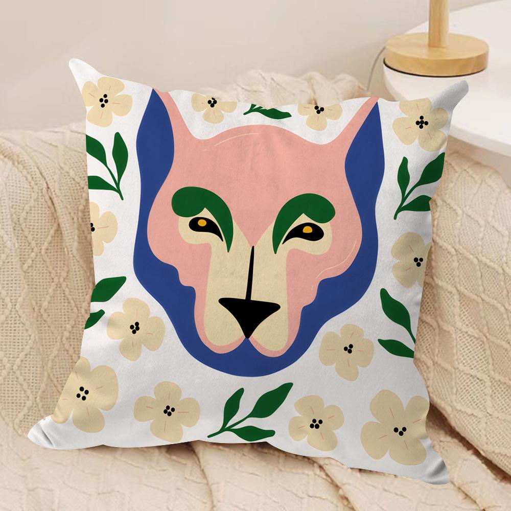 Abstract Floral Animal Fashion Cushion Cover Silky Short Plush Invisible Zipper Dustproof Sofa Pillow Case for Home Decor