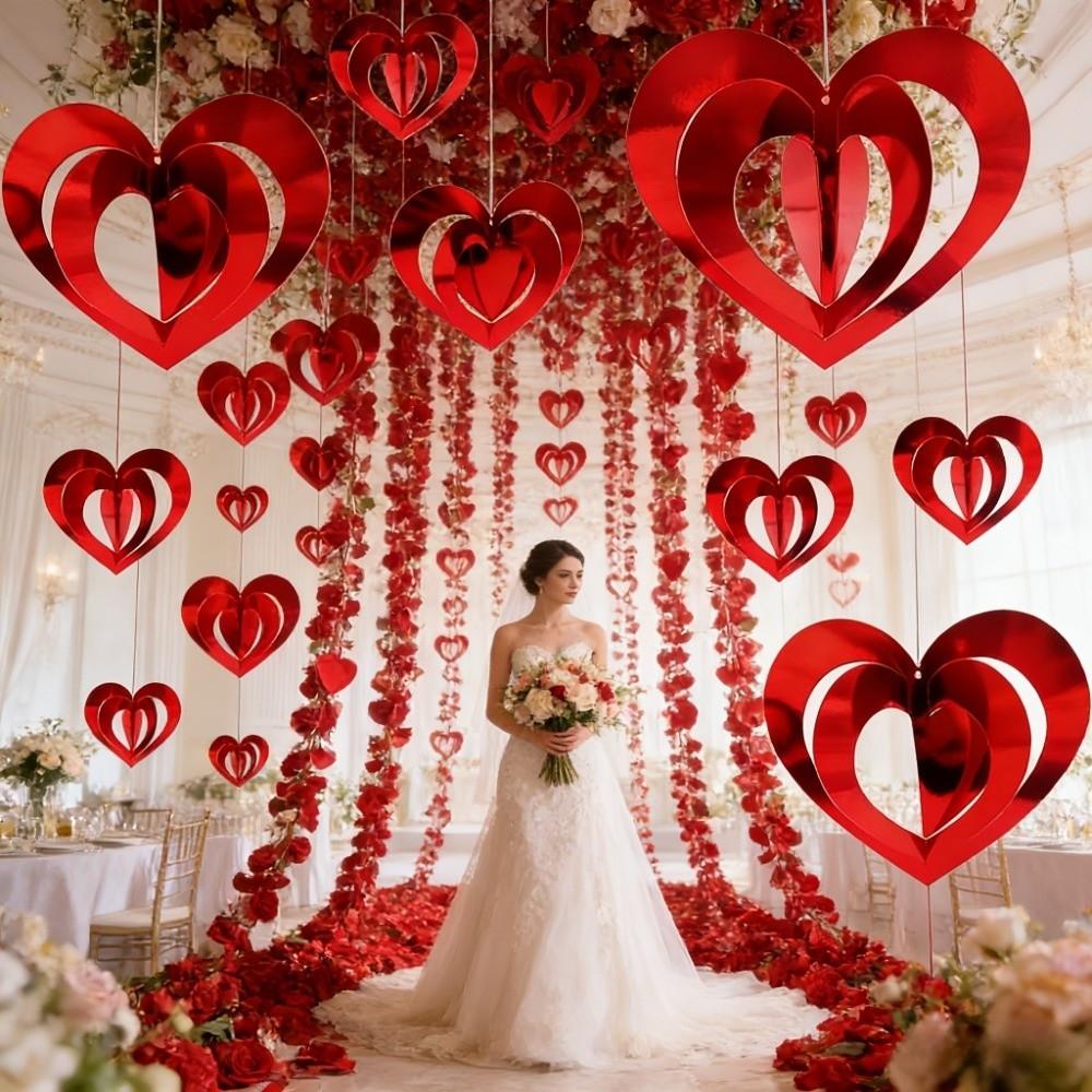 Romantic Valentine's Day Love Pulling Wedding Love Flower Hanging Curtain  Anniversary