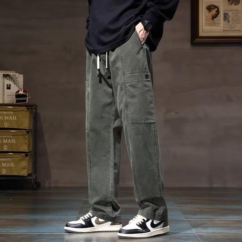 Overalls Summer New Splicing Pockets Men's Straight Loose Large Size Casual Trousers