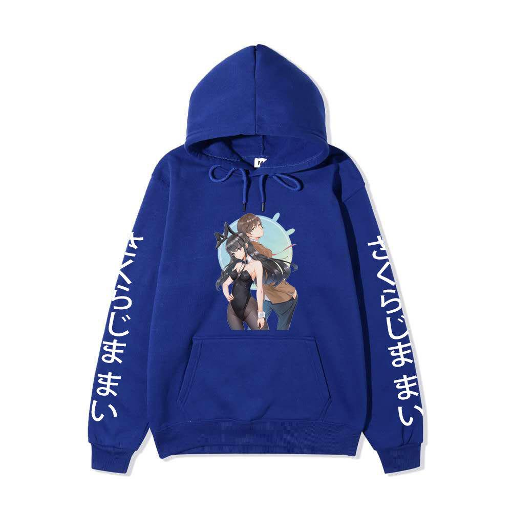 Rascal Does Not Dream of Bunny Girl Senpai Mai Sakurajima Unisex Fleece Hoodie Vertical Japanese Text Sleeve Anime Print Long Sleeve Sweatshirt