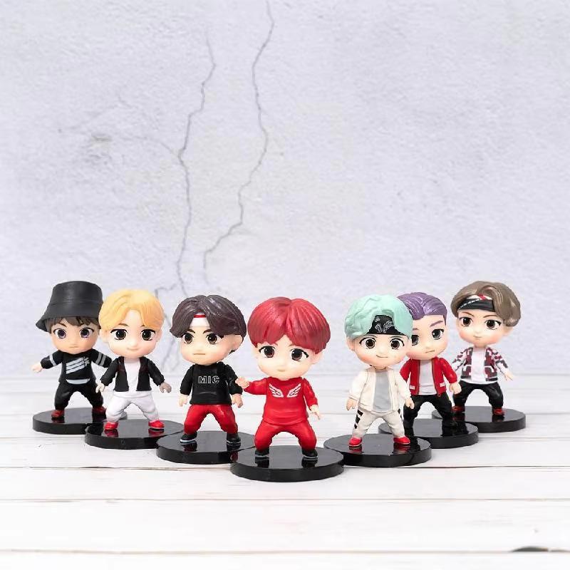 7Pcs/Set Bangtan Boys Groups Rm Jin Suga Jhope Jimin V Jungkook Doll Model Toy Action Figure Star Idol Cute Army Gift For Kids