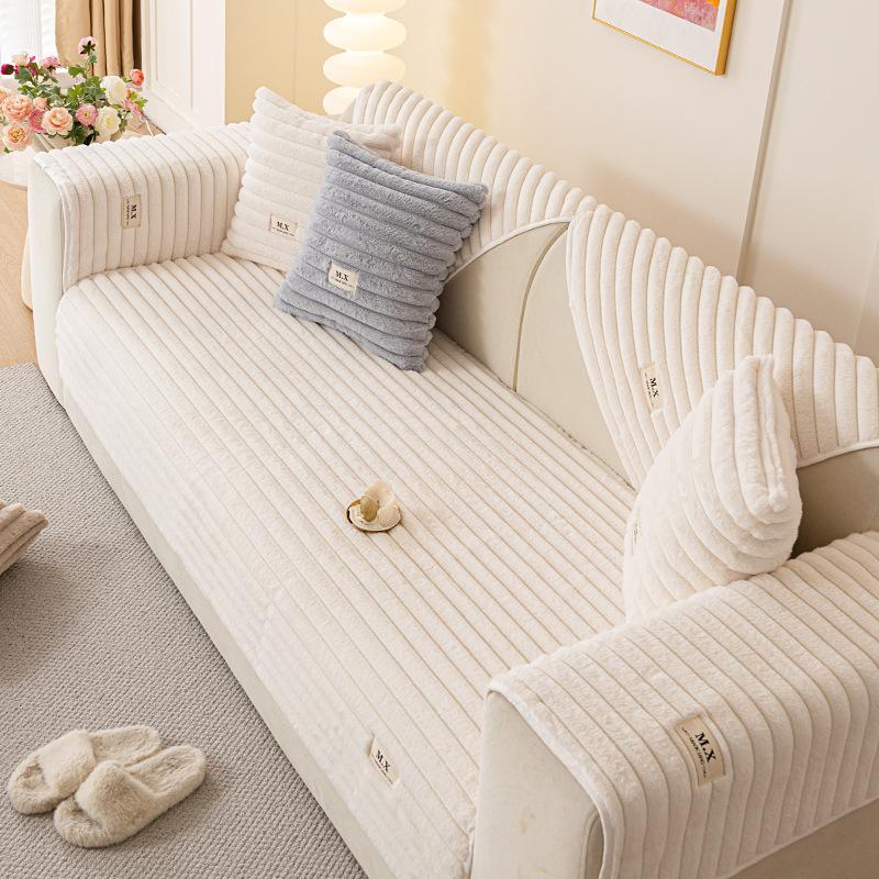 Solid Color Plush Sofa Cushion  New Simple Autumn And Winter Thickened Non-Slip And Anti-Cat Scratch Seat Cushion Sofa Cover Cover Cloth