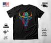 Cowboy Bull Neon Graphic T-Shirt Black Unisex S-2XL
